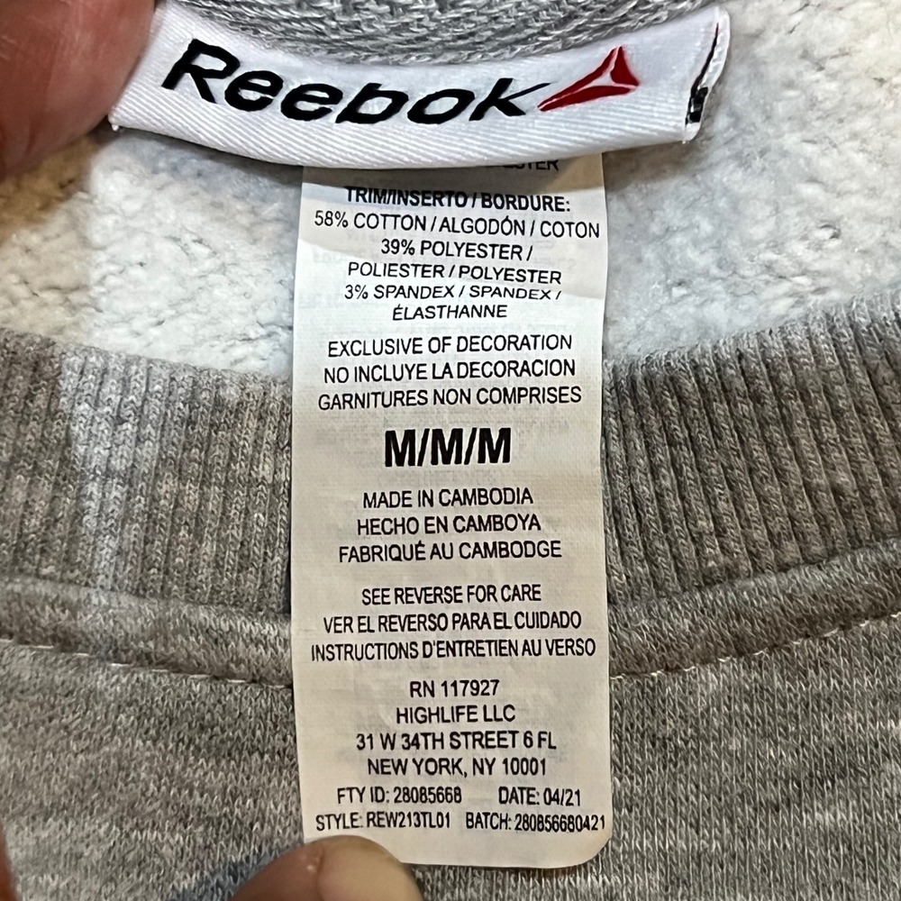 Reebok Juniors: Medium‎ Gray Crew Neck Pullover Sweatshirt Casual Everyday Wear - Picture 4 of 6